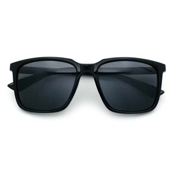 Mens Classic Rectangle Sporty Gentlemanly Plastic Fashion Sunglasses Shiny Black