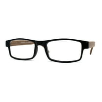 Mens Classic Rectangle Wood Grain Spring Hinge Arm Plastic Reading Glasses Black Brown 1.0