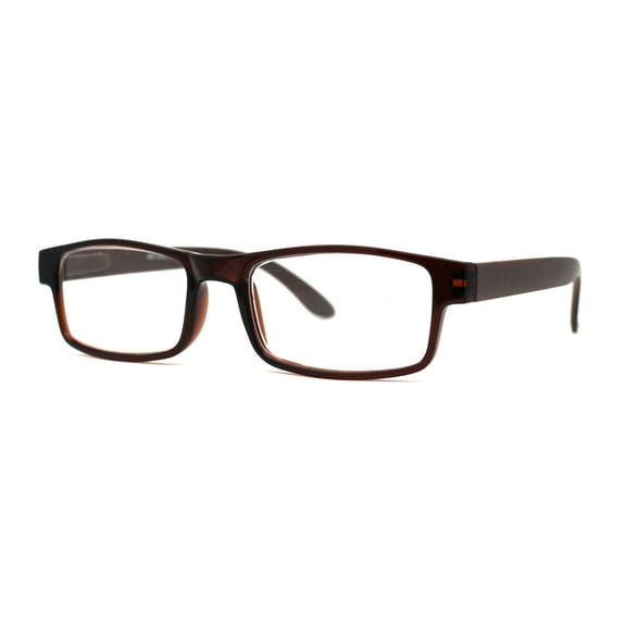 Mens Classic Rectangle Wood Grain Spring Hinge Arm Plastic Reading Glasses Brown +1.0