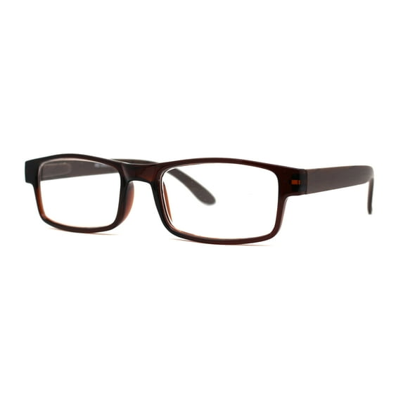 Mens Classic Rectangle Wood Grain Spring Hinge Arm Plastic Reading Glasses Brown +2.5
