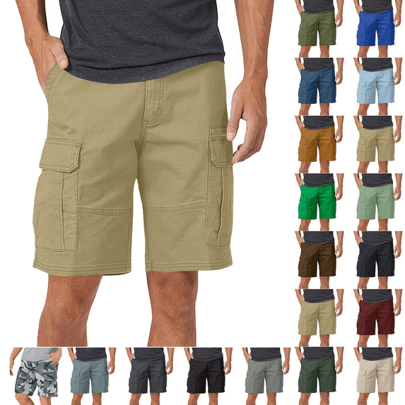 Mens Classic Relaxed Fit Jean Shorts Boys Pocket Solid Color Casual Five Point Casual Shorts Beige Summer Denim Cargo Shorts