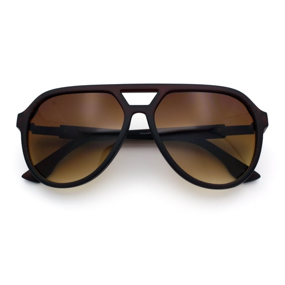 Mens Classic Retro Vented Side Visor Plastic Racer Sunglasses Matte Brown - Brown