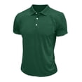 thumbnail image 1 of Mens Classic Short Sleeve Polo Shirts Cotton Blend with Front Pocket,Business Casual Golf Tops for Work Dark Green 3XL, 1 of 6