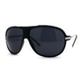 thumbnail image 1 of Mens Classic Sporty Flat Top Mobster Oversize Retro Racer Sunglasses All Black, 1 of 4