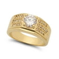thumbnail image 1 of Mens Classic Square 14k Yellow Gold Plated Cubic Zirconia Micro Pave Accent Ring - Size 11.5, 1 of 7