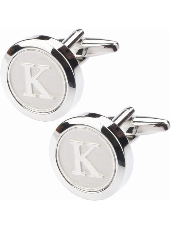 Mens Classic Stainless Steel Initial Cufflinks 26 Alphabet Initial Letter Cufflinks Business Wedding Shirts A-Z
