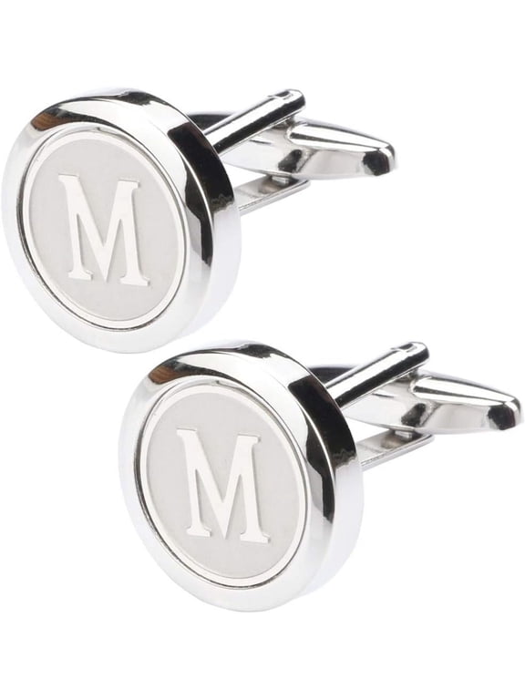 Mens Classic Stainless Steel Initial Cufflinks 26 Alphabet Initial Letter Cufflinks Business Wedding Shirts A-Z