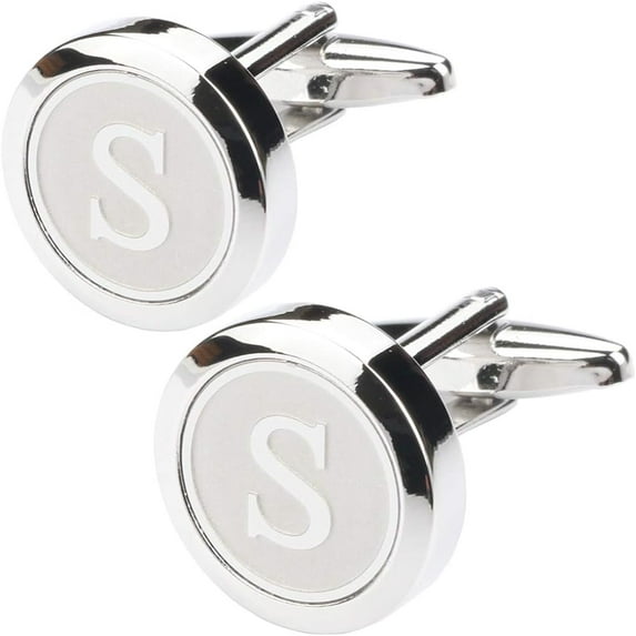 Mens Classic Stainless Steel Initial Cufflinks Letter Cufflinks,S