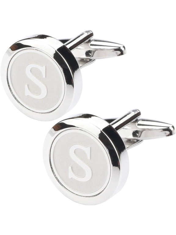 Mens Classic Stainless Steel Initial Cufflinks Letter Cufflinks,S