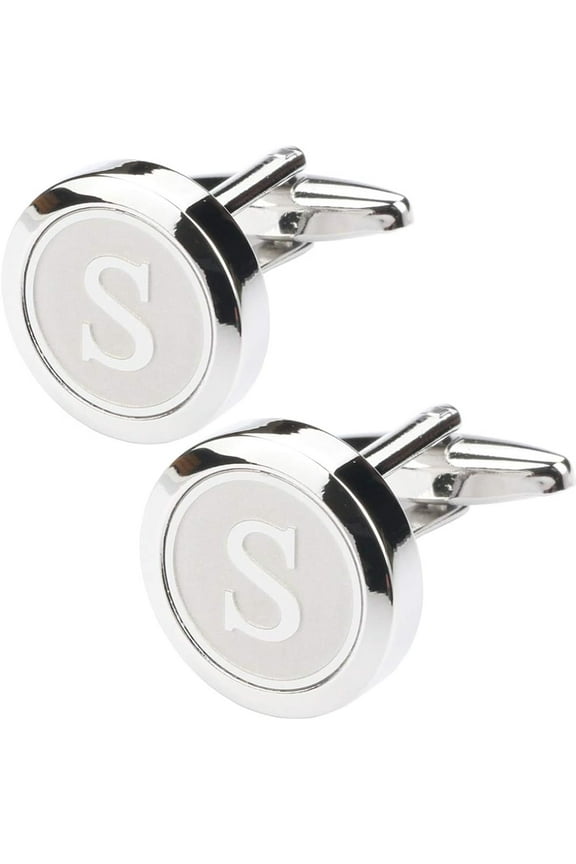 Mens Classic Stainless Steel Initial Cufflinks Letter Cufflinks,S