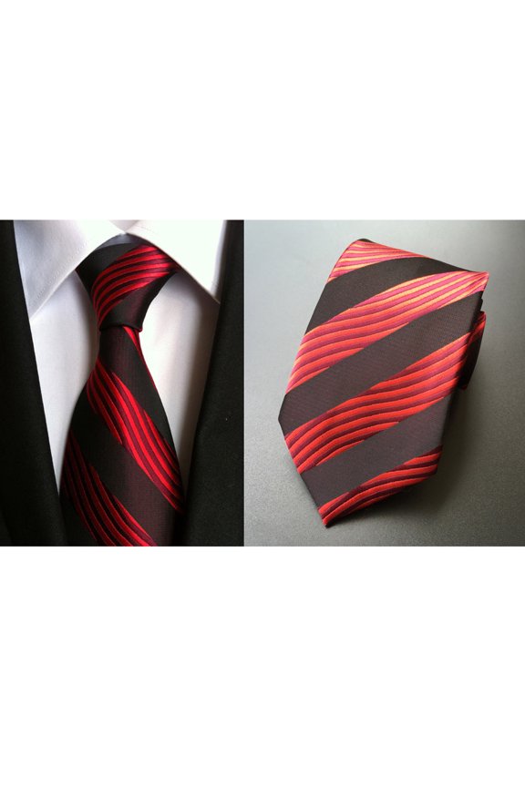 Mens Classic Stripe Jacquard Woven 8CM Wide Necktie Wedding Party Neck Ware Tie