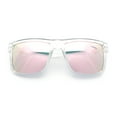 thumbnail image 1 of Mens Classic Suburb Urban Rectangular Sport Horn Rim Plastic Sunglasses Clear - Pink Mirror, 1 of 8