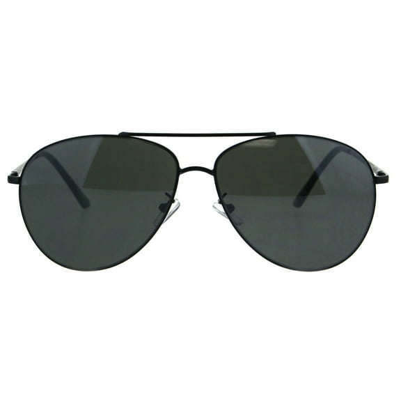 Mens Classic Tear Drop Metal Rim Pilots Officer Sunglasses All Black