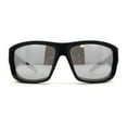 thumbnail image 1 of Mens Classic Thick Plastic Horn Sport Sunglasses Matte Black Silver Mirror, 1 of 4