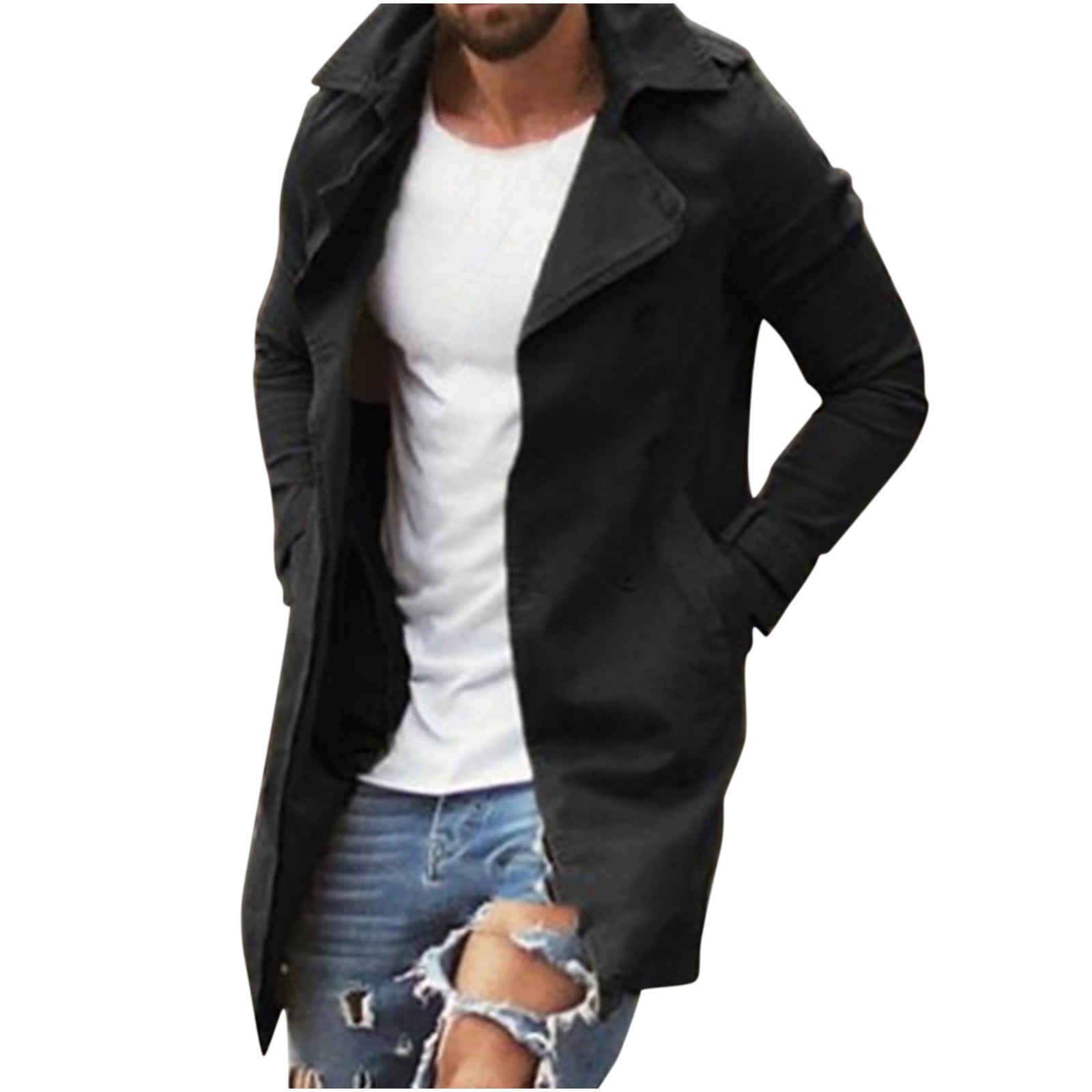 Mens black waterproof trench coat store