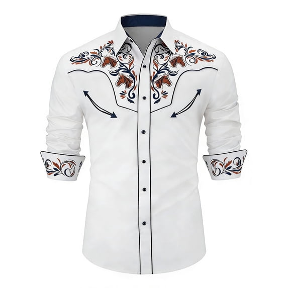 Mens Classic Western Denim Shirt Long Sleeve Slim Fit Casual Button Down Tops Clothing XXXL