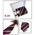 thumbnail image 1 of Mens Classic Woven Tie and Pocket Square Set Stripe Formal Necktie Handkerchief with Cufflinks Business Wedding Gifts, 1 of 5