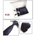 thumbnail image 1 of Mens Classic Woven Tie and Pocket Square Set Stripe Formal Necktie Handkerchief with Cufflinks Business Wedding Gifts, 1 of 5