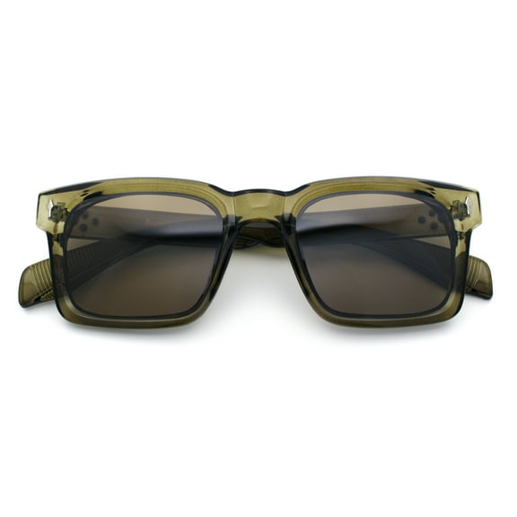 Mens Classy Gentlemanly Retro Thick Horn Rim Plastic Sunglasses All Green