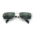 thumbnail image 1 of Mens Classy Narrow Rectangle Metal Rim Hustler Fashion Sunglasses Gold - Green, 1 of 8