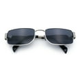 thumbnail image 1 of Mens Classy Narrow Rectangle Metal Rim Hustler Fashion Sunglasses Silver - Black, 1 of 8