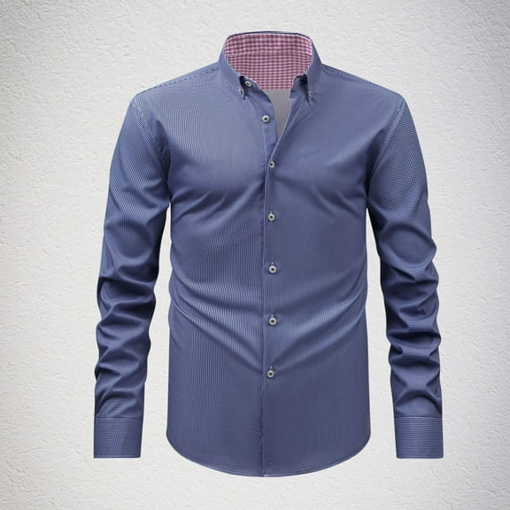 Mens Shirts Under $10 Long Sleeve Button Down Printed Business Formal Lapel Top Long Sleeve Turndown Collar Blouse Shirt
