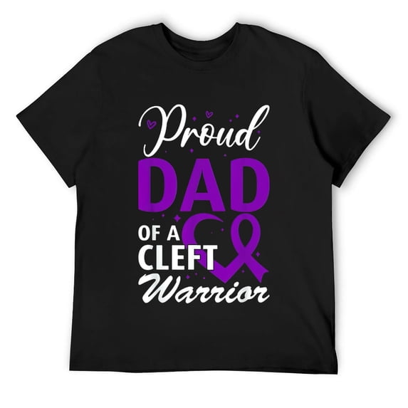 Mens Cleft & Craniofacial Awareness Proud Dad of a Cleft Warrior T-Shirt Black