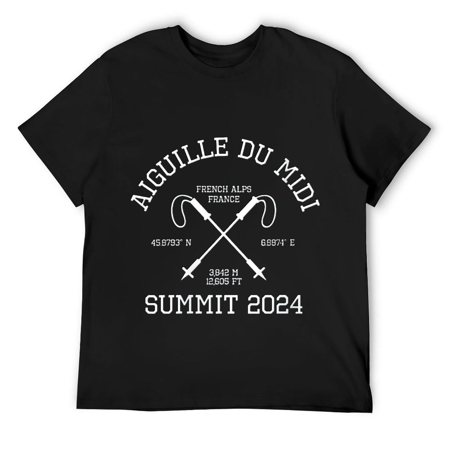 Mens Climbed Aiguille du Midi Summit 2024 Hike Alps France Hiking Round Neck TShirt