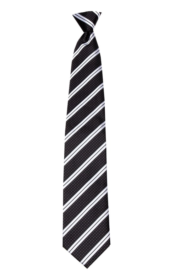 Mens Clip On pre made Stripe Designer Necktie