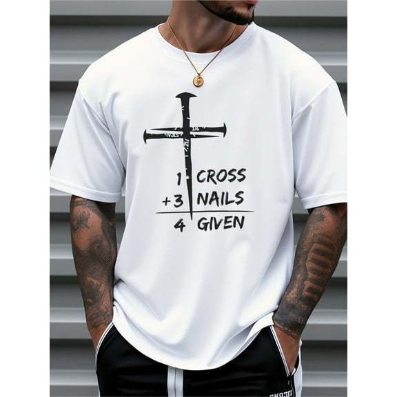 Mens Clothes, T Shirts for Men, Casual Style Design with Print, 100% Pure Cotton Fabric, Shirts for Men, Suits for Men, Christian Faith Graphic T-Shirt, Men'S Casual Short Sleeve Tee, Loose Fit