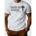thumbnail image 1 of Mens Clothes, T Shirts for Men, Minimalist Design with Print, 100% Pure Cotton Fabric, Shirts for Men, God Is Good All The Time Faith Print Short Sleeve T-Shirt, Casual Style, Loose Fit, 1 of 10