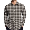 thumbnail image 1 of Mens Clothing Blouse Men Dress Shirt Tops Casual Business Plaid Print Long Sleeves Camisa Social Masculina Shirts for Men Casual Slim Fit Mens Designer Clothing Black 3XL, 1 of 5