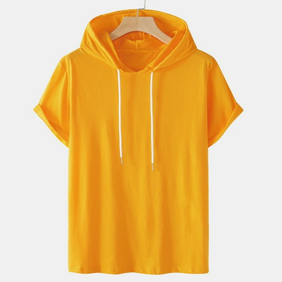 Mens Clothing Under $10 Short Sleeve Hoodie for Men Men Casual Solid Fashion Hooded Pullover Short Sleeve Sports T-Shirt Top Summer Tops Size S-4XL