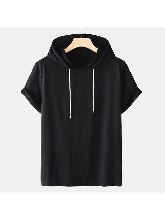 Mens Clothing Under $10 Short Sleeve Hoodie for Men Men Casual Solid Fashion Hooded Pullover Short Sleeve Sports T-Shirt Top Summer Tops Size S-4XL