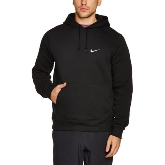 Mens Club Pull Over Hooded Sweatshirt Black/White Large