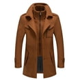 thumbnail image 1 of Mens Coat Stylish Wool Blend Single Military Peacoat Winter Thick Warm Jacket Gold L, 1 of 3