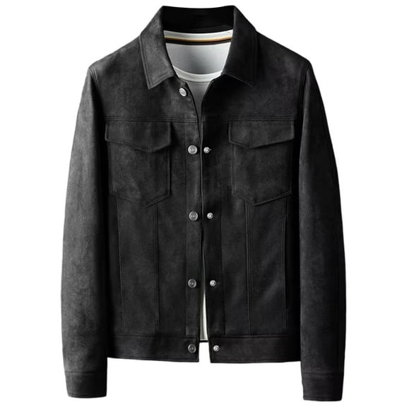 Mens Coats,Casual Suede Leather Jacket for Autumn Thin Lightweight Stand Collar Outerwear Coat for Daily Streetwear,Mens Winter Coat,Size:3XL