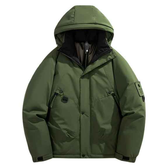 Mens Coats,Men's Winter Heavy Duty Work Jacket Warm Insulated Coat Outdoor Windproof Cold Weather Coat for Men Durable Utility Jacket,Mens Winter Coat,Size:XXL