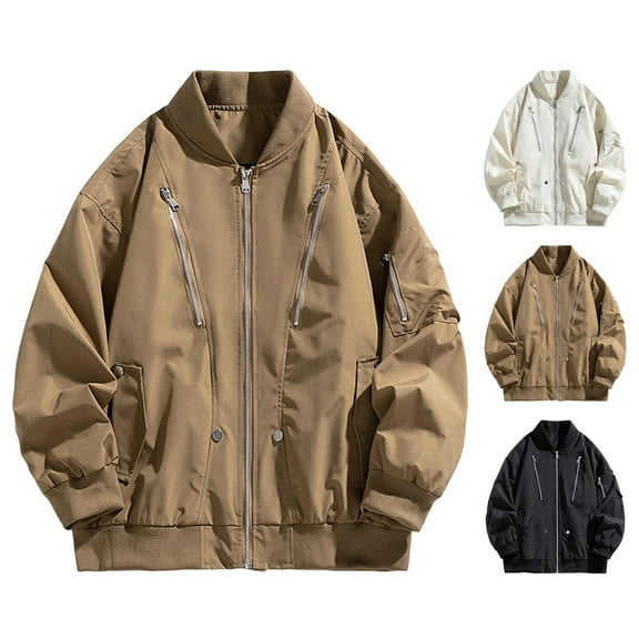 Mens Coats Outerwear Winter Plus Size Mens Jackets Men's Jacket Men's Casual Plus Size Fashionable And Versatile Zipper Jacket Long Sleeved Top, M-4XL