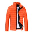 thumbnail image 1 of Mens Coats Solid Color Stand Collar Winter Warm Thickened Outerwear Windproof Cold Weather Jacket Orange L, 1 of 5