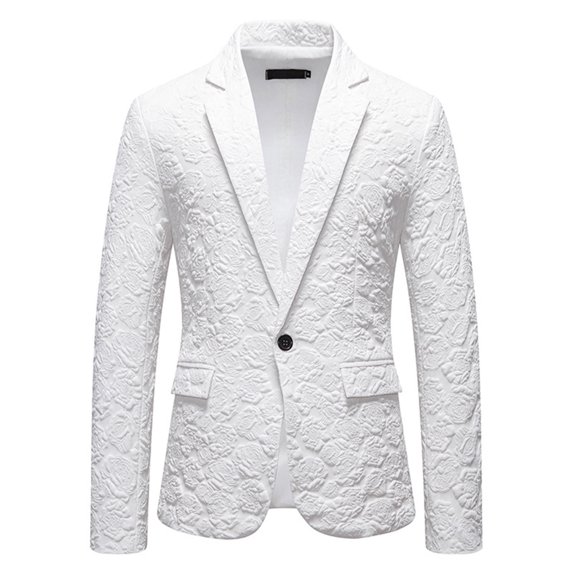 Mens Coats and Jackets Jerdar Men's Fashionable Solid Color Long Sleeved Lapel Double Button Business Slim Suit Jacket