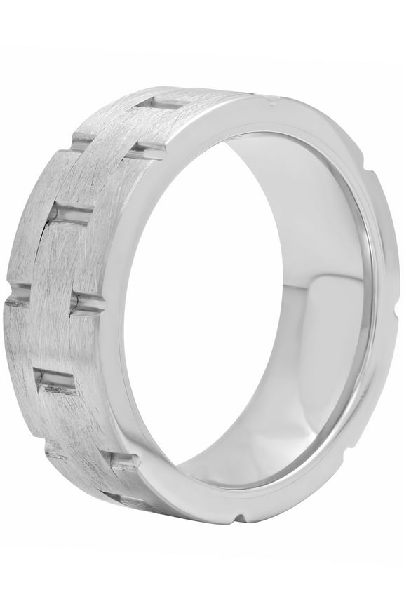 Mens Cobalt 8MM Frozen Brick Finish Wedding Band - Mens Ring