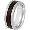 thumbnail image 1 of Mens Cobalt Black, Gray, and Rose-Gold IP Wedding Band - Mens Ring, 1 of 4