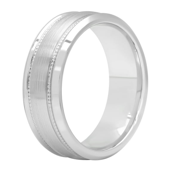 Mens Cobalt Grooved Brushed Finish Wedding Band - Mens Ring
