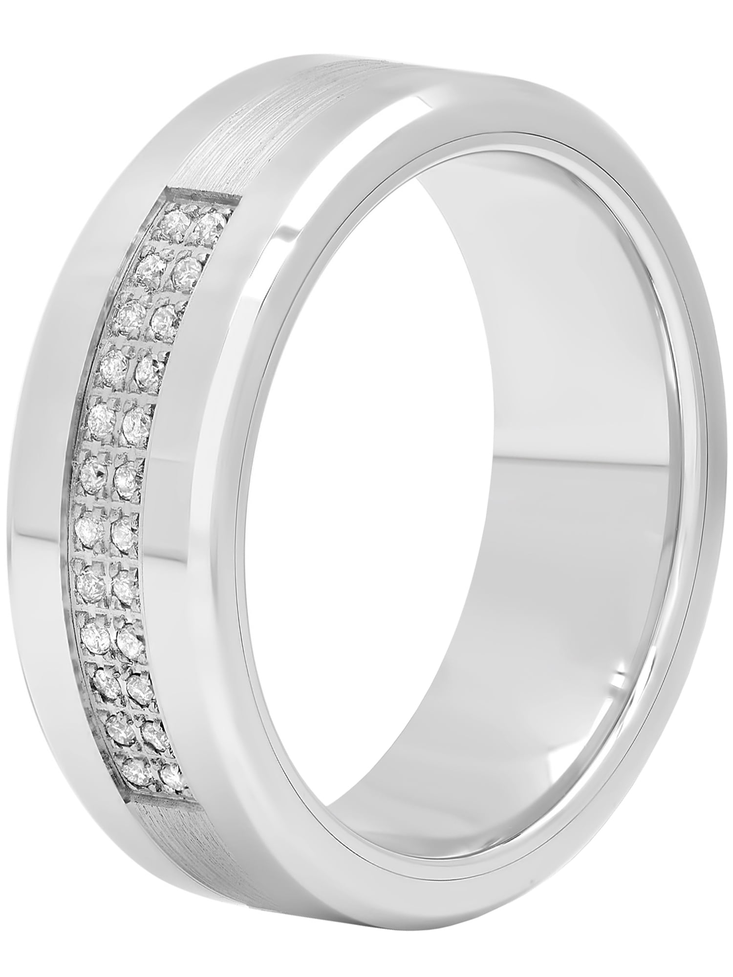 Mens Wedding Band With Diamonds In White Gold