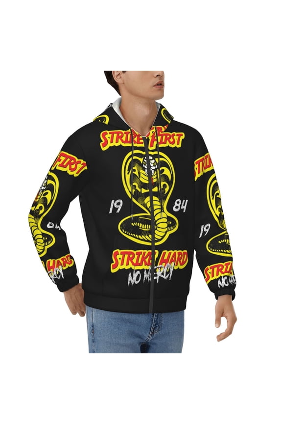 Mens Cobra K-a Zip Up Graphic Hoodie with Pockets Comfort Long Sleeve Soft Hoodies