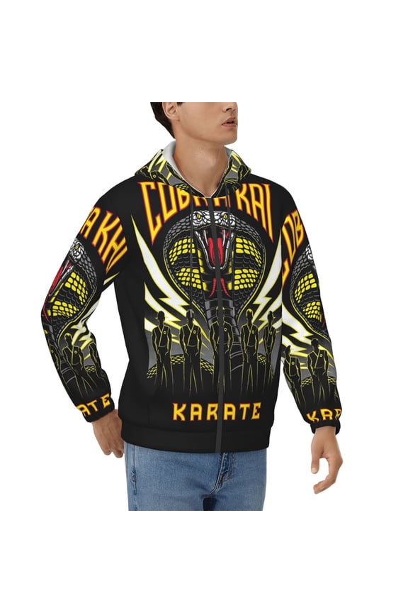 Mens Cobra K-a Zip Up Graphic Hoodie with Pockets Comfort Long Sleeve Soft Hoodies