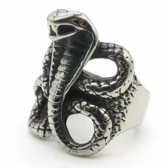 Mens Cobra Snake Ring Men Women Stainless Steel Jewelry Gift Silver Size 7-13
