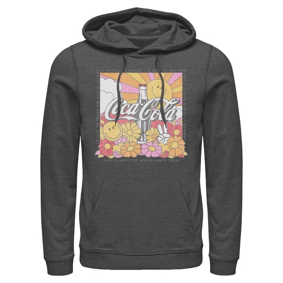 Mens Coca Cola Unity Square Lyrics Logo Lightweight Hoodie