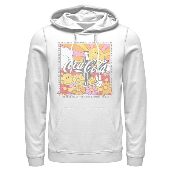 Mens Coca Cola Unity Square Lyrics Logo Lightweight Hoodie